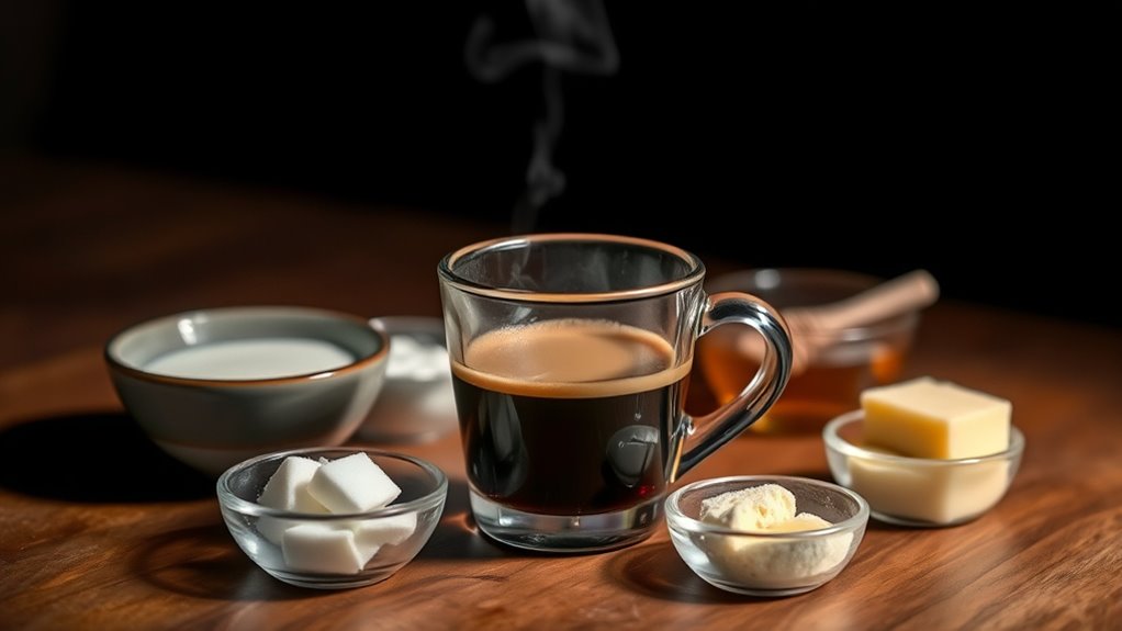 adding sugar milk syrups