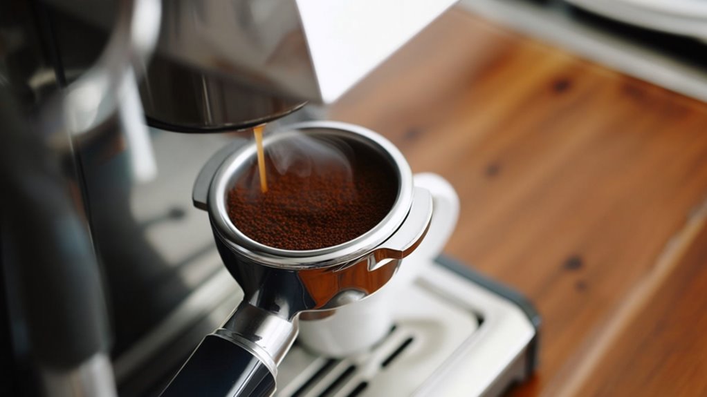brewing espresso with coffee