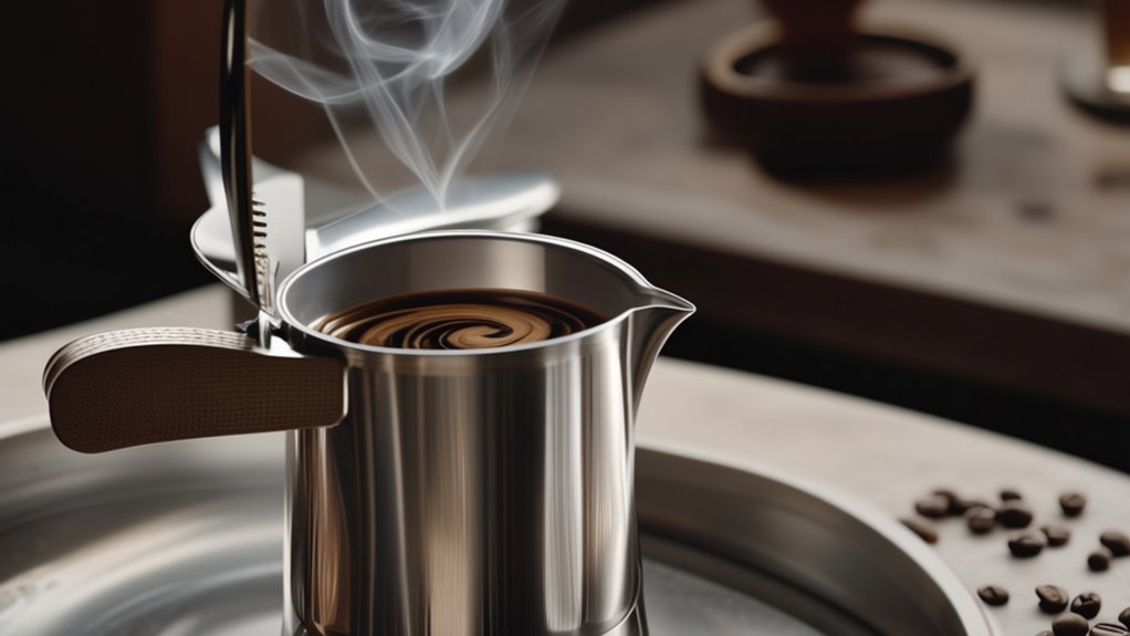 brewing espresso with steps