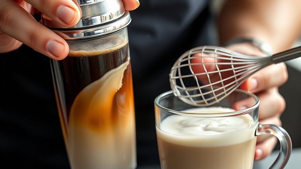 frothy layered espresso foam