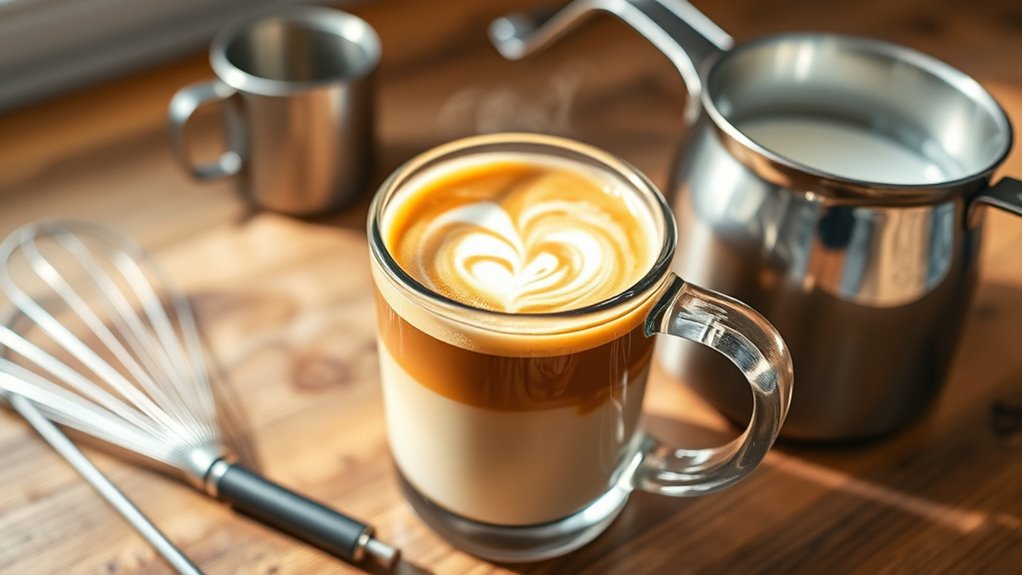 homemade latte with alternative brewing