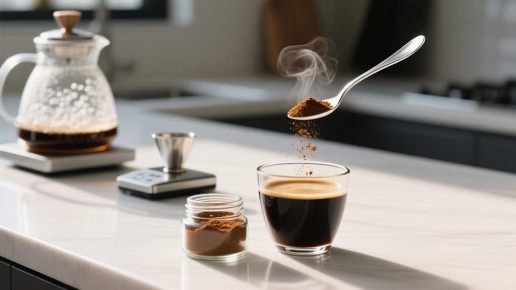 preparing quick coffee drink