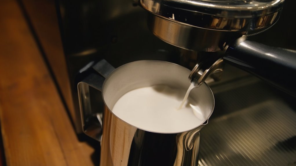 steaming milk with espresso